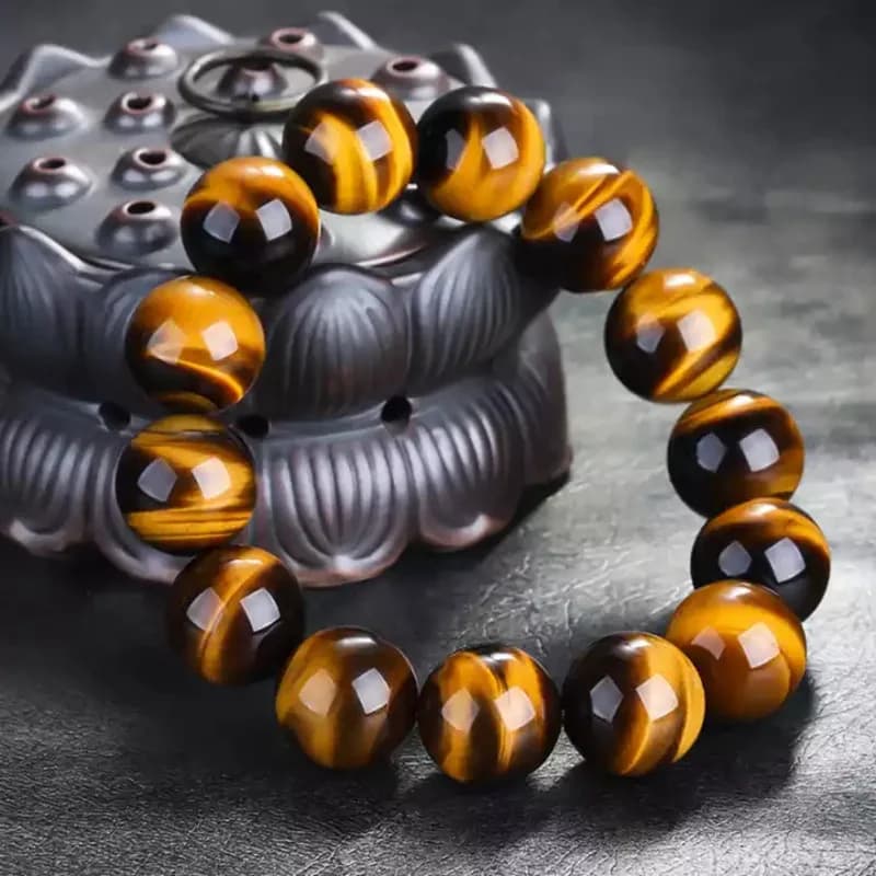 Fashion Tiger Eye Bracelets Men 5A 20mm Nature Beads Bracelets for Women Natural Stone Braslet For Man Handmade Jewelry Pulseras