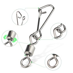 DNDYUJU 30pcs Stainless Steel Rolling Swivels with Snap 14#-1# Fishing Connector Swivel Rolling River Ocean Tackle Accessories