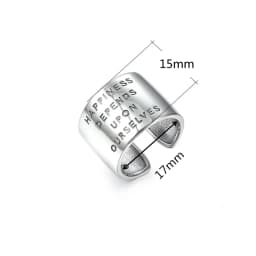 Yungqi Vintage Wide Ring Letter HAPPINESS DEPENDS UPON OURSELVES Adjustable Rings for Women Girl Boho Jewelry Anillos Mujer