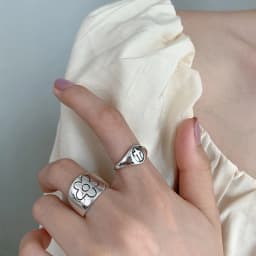 Yungqi Vintage Wide Ring Letter HAPPINESS DEPENDS UPON OURSELVES Adjustable Rings for Women Girl Boho Jewelry Anillos Mujer