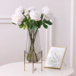 Real Touch Artificial Pink White Roses Wedding Flowers Latex Fake Rose Branch Flower Arrangement Farmhouse Decor Home Decoration