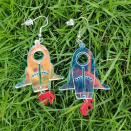FishSheep Colorful Acrylic Geometric Star Moon Butterfly Drop Earrings For Women Cute Transparent Laser Dangle Earrings Jewelry