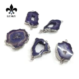 1PC LE SKY Natural Agates Pendants Charms Connector Pendants for Jewelry Making DIY Accessories Fit Necklaces