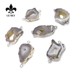 1PC LE SKY Natural Agates Pendants Charms Connector Pendants for Jewelry Making DIY Accessories Fit Necklaces