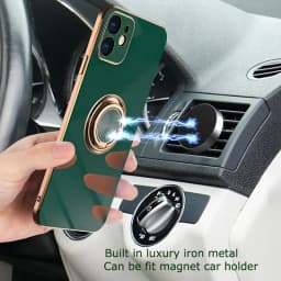 Luxury Plating Silicone Case For iPhone 16 15 14 13 12 11 Pro Xs Max Mini SE XR 8 Metal Ring Holder Stand Shockproof Soft Cover