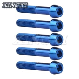 Xingxi 5Pcs Titanium Bolts M8 x 15 20 25 30 35 40 45 50mm Taper Head Screw for Bicycle Motorcycle Car Grade 5 Titanium Ti Bolts