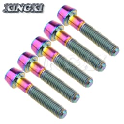 Xingxi 5Pcs Titanium Bolts M8 x 15 20 25 30 35 40 45 50mm Taper Head Screw for Bicycle Motorcycle Car Grade 5 Titanium Ti Bolts