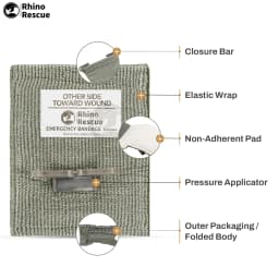 RHINO RESCUE 4" 6" Emergency Pressure Bandage Wound Dressing IFAK Kit High Elasticity Vacuum Packed Outdoor Hiking Essentials