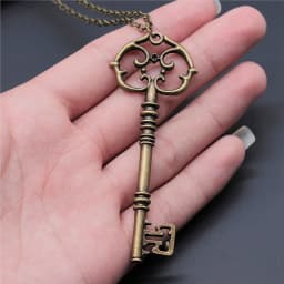 2 Colors Antique Silver Color Antique Bronze Color Vintage Key Pendant Necklace For Women Long Chain Metal Chain Necklace