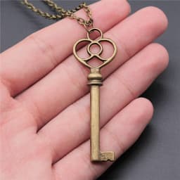 2 Colors Antique Silver Color Antique Bronze Color Vintage Key Pendant Necklace For Women Long Chain Metal Chain Necklace