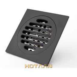 Hotaan Anti-odor Matte Black Bathtub Shower Drainer Floor 10cm Brass Square Floor Shower Drain Waste Grate Floor Drain