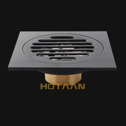 Hotaan Anti-odor Matte Black Bathtub Shower Drainer Floor 10cm Brass Square Floor Shower Drain Waste Grate Floor Drain