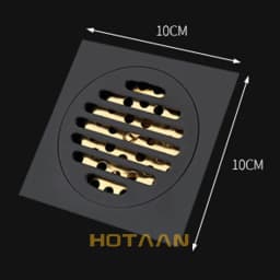 Hotaan Anti-odor Matte Black Bathtub Shower Drainer Floor 10cm Brass Square Floor Shower Drain Waste Grate Floor Drain