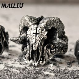 Retro Devil Sheep Ring Punk Exaggerated Spirit Snake Ring Frog Animal Personality Stereoscopic Opening Adjustable Ring Jewelry