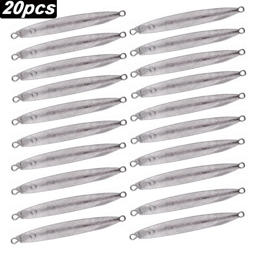 20pcs Blank Metal Jig Shore Casting Jigging Unpainted Lure 7g-40g Spoon Lures Saltwater Fishing Jigs Artificial Bait Tackle