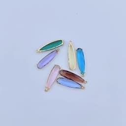 6PCS 8x30MM High Quality Champagne Gold Color Brass and Glass Long Drop Shape Charms Pendants Jewelry Making Diy Accessories