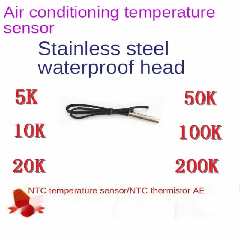 Air Conditioning Temperature Sensor 5k 10K 15k 20k 25K 50K 100k 150k 200k Electric Water Heater Probe Length 20cm