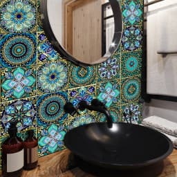 10pcs Mandala Pattern Matte Tile Floor Sticker Transfers Covers Wear-resisting Vinyl Wallpaper Kitchen Bathroom Table Wall Decor