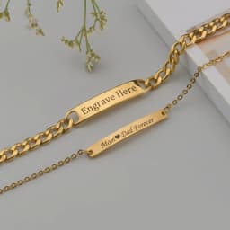 Akizoom Punk Engrave Name Custom Bracelets Gold Color Stainless Steel Thick Hand Chain Customized Couple Men Women Jewelry Gift