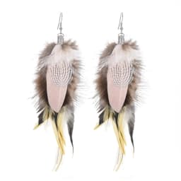 Bohemian Brown Blue Feather Tassel Earrings For Women New Indian Ethnic Long Drop Earrings Fashion Retro Christmas Jewelry