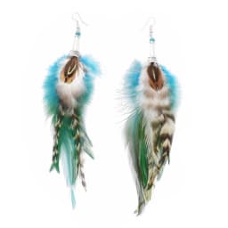 Bohemian Brown Blue Feather Tassel Earrings For Women New Indian Ethnic Long Drop Earrings Fashion Retro Christmas Jewelry