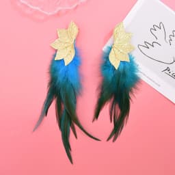 Bohemian Brown Blue Feather Tassel Earrings For Women New Indian Ethnic Long Drop Earrings Fashion Retro Christmas Jewelry