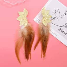 Bohemian Brown Blue Feather Tassel Earrings For Women New Indian Ethnic Long Drop Earrings Fashion Retro Christmas Jewelry