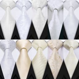 Fashion White Mens Wedding Tie Hanky Set Barry.Wang Designer Paisley Beige Floral Neckties For Male Gift Party Groom silk Office