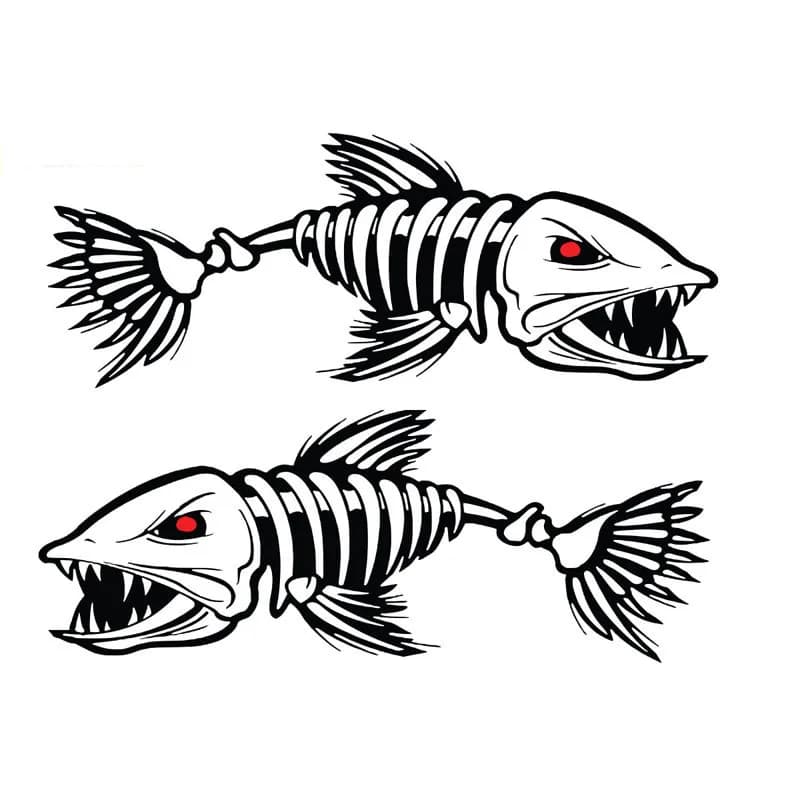 2 X Personality Reflective Car Sticker Interest Fishing Decoration Cartoon Waterproof Creative Decal PVC,15cm*5cm