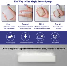 100*60*20mm Car Kitchen Shoes Cleaner Melamine Sponge Nano Dishwashing Magic Sponge Eraser for Bathroom Kitchen Office Cleaning