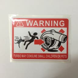 12*9cm Warning Turbo May Consume Small Children or Pet Alarm Sticker Funny Reflective Vinyl Car-Styling Decals for Car