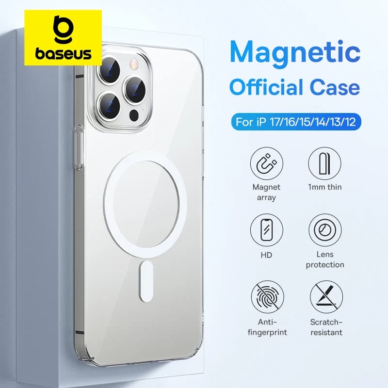 Baseus Magnetic Case for iPhone 17 16 15 Pro Max Case Wireless Charging Cover for iPhone 14 13 12 Pro Max Plus Air PC Phone Case