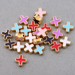 10pcs 10mm Colored Enamel Beads Cross Beads Handmade Fit For charm Jewelry Making Cross Spacer Beads Accessories