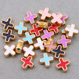 10pcs 10mm Colored Enamel Beads Cross Beads Handmade Fit For charm Jewelry Making Cross Spacer Beads Accessories