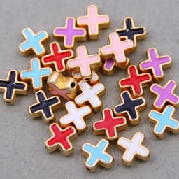 10pcs 10mm Colored Enamel Beads Cross Beads Handmade Fit For charm Jewelry Making Cross Spacer Beads Accessories