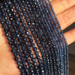 2 3 4mm Natural Faceted Blue Sapphire Stones Loose Spacer Beads for Jewelry Making DIY Bracelet Earrings Accessories 15''Inch