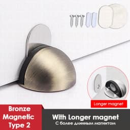 NAIERDI Magnet Door Stops Stainless Steel Door Holder Silver Magnetic Door Stopper Non-punch Doorstop Furniture Door Hardware