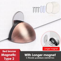 NAIERDI Magnet Door Stops Stainless Steel Door Holder Silver Magnetic Door Stopper Non-punch Doorstop Furniture Door Hardware