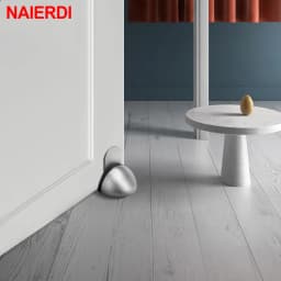 NAIERDI Magnet Door Stops Stainless Steel Door Holder Silver Magnetic Door Stopper Non-punch Doorstop Furniture Door Hardware