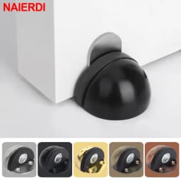 NAIERDI Magnet Door Stops Stainless Steel Door Holder Silver Magnetic Door Stopper Non-punch Doorstop Furniture Door Hardware