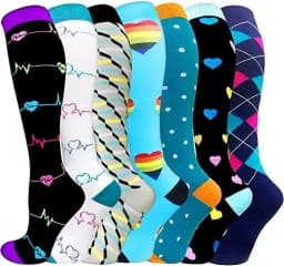3/6/7/8 Pairs Lot Pack Women Men Elastic Sports Climbing Cycling Beautiful Leg Compression Socks Stockings Running Nurse Sox