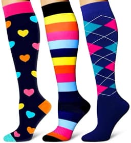 3/6/7/8 Pairs Lot Pack Women Men Elastic Sports Climbing Cycling Beautiful Leg Compression Socks Stockings Running Nurse Sox