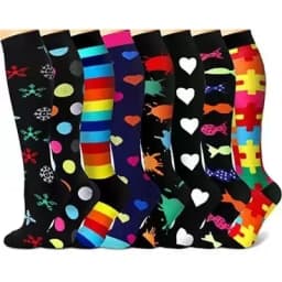3/6/7/8 Pairs Lot Pack Women Men Elastic Sports Climbing Cycling Beautiful Leg Compression Socks Stockings Running Nurse Sox