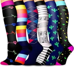 3/6/7/8 Pairs Lot Pack Women Men Elastic Sports Climbing Cycling Beautiful Leg Compression Socks Stockings Running Nurse Sox