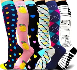 3/6/7/8 Pairs Lot Pack Women Men Elastic Sports Climbing Cycling Beautiful Leg Compression Socks Stockings Running Nurse Sox