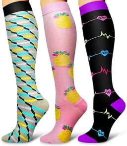 3/6/7/8 Pairs Lot Pack Women Men Elastic Sports Climbing Cycling Beautiful Leg Compression Socks Stockings Running Nurse Sox