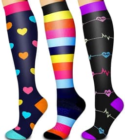 3/6/7/8 Pairs Lot Pack Women Men Elastic Sports Climbing Cycling Beautiful Leg Compression Socks Stockings Running Nurse Sox