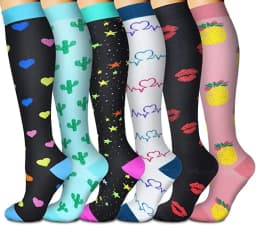 3/6/7/8 Pairs Lot Pack Women Men Elastic Sports Climbing Cycling Beautiful Leg Compression Socks Stockings Running Nurse Sox