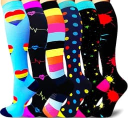3/6/7/8 Pairs Lot Pack Women Men Elastic Sports Climbing Cycling Beautiful Leg Compression Socks Stockings Running Nurse Sox
