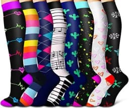 3/6/7/8 Pairs Lot Pack Women Men Elastic Sports Climbing Cycling Beautiful Leg Compression Socks Stockings Running Nurse Sox
